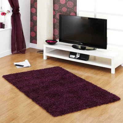 Indulgence Aubergine Plain Shaggy Rug By Ultimate Rug-133Cm X 133Cm - image 1