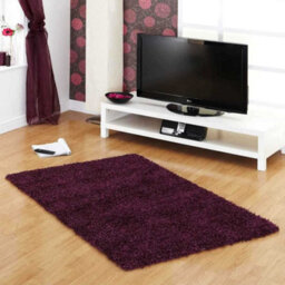 Indulgence Aubergine Plain Shaggy Rug By Ultimate Rug-133Cm X 133Cm - thumbnail 1