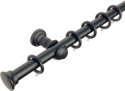 Lister Cartwright  28 mm Wooden Curtain Poles Fixed Length (Black Stopper, 300 Cm)