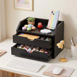 Black Desktop Storage Organizer With 2 Drawers - thumbnail 5