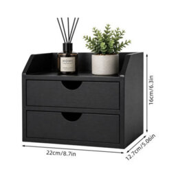Black Desktop Storage Organizer With 2 Drawers - thumbnail 2