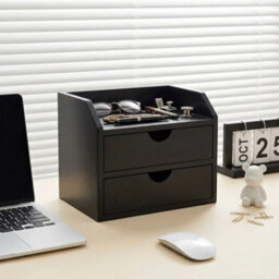Black Desktop Storage Organizer With 2 Drawers - thumbnail 3