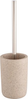 GoodHome Jubba Polymer Resin & Stainless Steel Sandstone Effect Toilet Brush & Holder - image 1