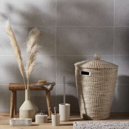 GoodHome Jubba Polymer Resin & Stainless Steel Sandstone Effect Toilet Brush & Holder - thumbnail 4