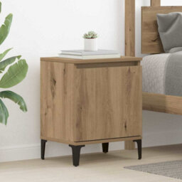 Berkfield Artisan Oak Bedside Table Artisan Oak Engineered Wood, Metal - thumbnail 1