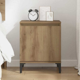 Berkfield Artisan Oak Bedside Table Artisan Oak Engineered Wood, Metal - thumbnail 4