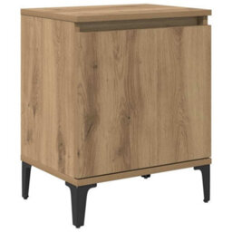 Berkfield Artisan Oak Bedside Table Artisan Oak Engineered Wood, Metal - thumbnail 2