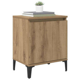 Berkfield Artisan Oak Bedside Table Artisan Oak Engineered Wood, Metal - thumbnail 3