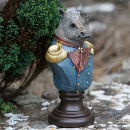 Burgess Rhino Gentry Bust Resin Sculpture Home Garden Ornament Statue Outdoor Admiral Decoration African Rhinoceros Gift - thumbnail 1