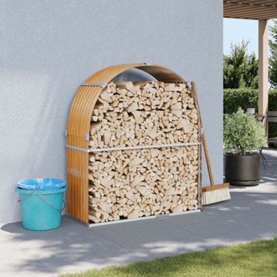 Walplus Log Holder Light Brown 120X45X140 Cm Galvanised Steel - image 1