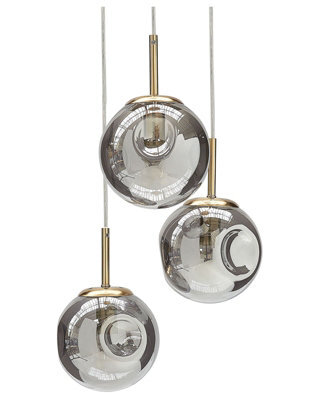 Wyld and Coco Bea 3-Light Pendant Lamp With Transparent Glass Shades, Brushed Brass Finish And Iron Construction - image 1