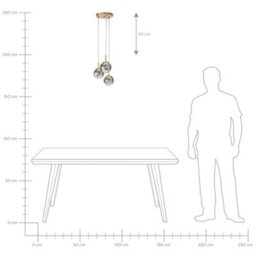 Wyld and Coco Bea 3-Light Pendant Lamp With Transparent Glass Shades, Brushed Brass Finish And Iron Construction - thumbnail 8