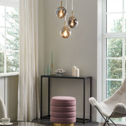 Wyld and Coco Bea 3-Light Pendant Lamp With Transparent Glass Shades, Brushed Brass Finish And Iron Construction - thumbnail 2
