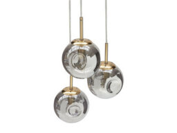 Wyld and Coco Bea 3-Light Pendant Lamp With Transparent Glass Shades, Brushed Brass Finish And Iron Construction - thumbnail 4