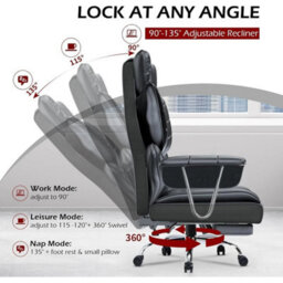Black Pu Recliner Executive Office Chair Computer Swivel Chair For Home With Footrest - thumbnail 5