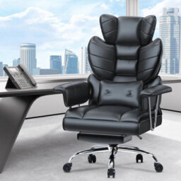 Black Pu Recliner Executive Office Chair Computer Swivel Chair For Home With Footrest - thumbnail 6