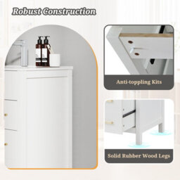 Costway Bathroom Vanity Cabinet With Sink Modern Vanity & Single Ceramic Basin Set-White - thumbnail 7
