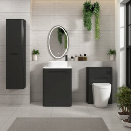Royal Bathrooms Venice 600mm Matt Nocturne Black Freestanding Bathroom Countertop Vanity Unit 2 Door With Peak Basin - thumbnail 4