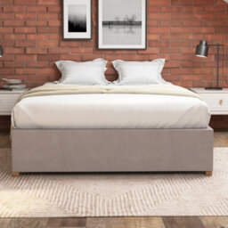 Aspire Upholstered Platform Ottoman Bed Frame Uk Made, Kimiyo Linen Silver, Size Superking - thumbnail 2