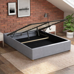 Aspire Upholstered Platform Ottoman Bed Frame Uk Made, Kimiyo Linen Silver, Size Superking - thumbnail 3