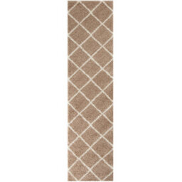 The Rugs Moroccan Shaggy Rugs And Runners Soft Fluffy Diamond Design High Pile Beige And Ivory Living Room Kitchen Hallway 520 - thumbnail 1