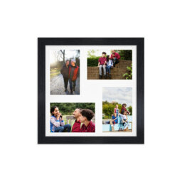 AK Frames 12X12 Black Modern Multi Photo Frame With White Mount - Holds 4 Apertures (4X) 6X4 Photos - thumbnail 1