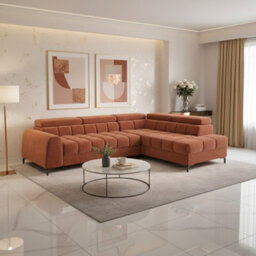 Aurelio Velvet Upholstered Sofa Bed With Metal Legs Modern Living Room Comfortable Seating Furniture Orange Right - thumbnail 2