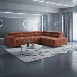 Aurelio Velvet Upholstered Sofa Bed With Metal Legs Modern Living Room Comfortable Seating Furniture Orange Right
