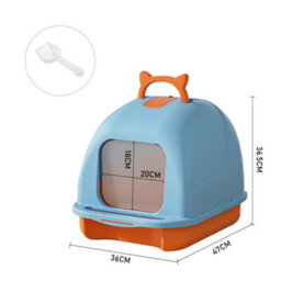 Darphe Cute Enclosed Foldable Portable Cat Litter Box With Cat-Ear Handle And Scoop, 36Cm W X 47Cm D X 36.5Cm H - thumbnail 6