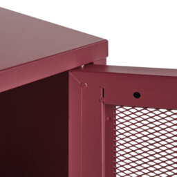 Beliani Dark Red Steel Bedside Table With Mesh Door, Compact Nightstand W45 X D35 X H51Cm - thumbnail 7