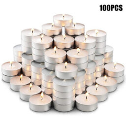 Geezy Tea Lights Candles Unscented Nightlight 4 Hour Burn Tealight Pack Of 100 - thumbnail 1
