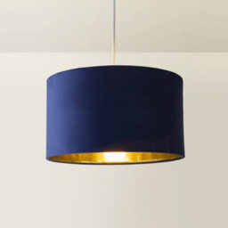 Valuelights Reni Navy Velvet & Gold Inner Drum Ceiling Lamp Shade (D)35Cm - thumbnail 6