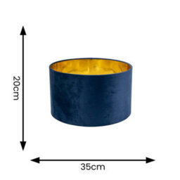 Valuelights Reni Navy Velvet & Gold Inner Drum Ceiling Lamp Shade (D)35Cm - thumbnail 5