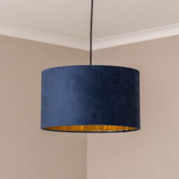 Valuelights Reni Navy Velvet & Gold Inner Drum Ceiling Lamp Shade (D)35Cm - thumbnail 3