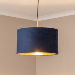 Valuelights Reni Navy Velvet & Gold Inner Drum Ceiling Lamp Shade (D)35Cm