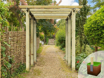 Edecks Heavy Duty Royal Walkway Wooden Garden Pergola (W 2400mm X D 3600mm) With Steel Spikes (2.7M) - image 1