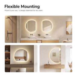 Emke Frameless Led Bathroom Mirror 62 X 70Cm, 3 Colour Temperatures, Dimmable, Anti-Fog, Touch Control - thumbnail 6