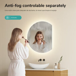 Emke Frameless Led Bathroom Mirror 62 X 70Cm, 3 Colour Temperatures, Dimmable, Anti-Fog, Touch Control - thumbnail 2