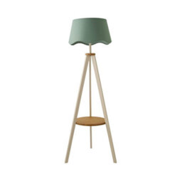 ValueLights Morrigan Cream Wood Shelf Floor Lamp With Sage Green Scallop Shade And Bulb - thumbnail 6