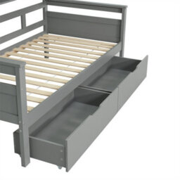 Abrihome 3Ft Single Beds For Kids With Bookcase Headboard & 2 Drawers, Space-Saving Design, Grey - thumbnail 6