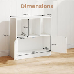 Gainoom 3-Cube White Bookcase 3-Tier Bookshelf With Cabinet Modern Book Shelf For Small Space - thumbnail 2