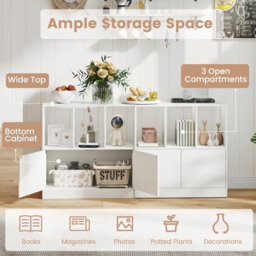 Gainoom 3-Cube White Bookcase 3-Tier Bookshelf With Cabinet Modern Book Shelf For Small Space - thumbnail 7