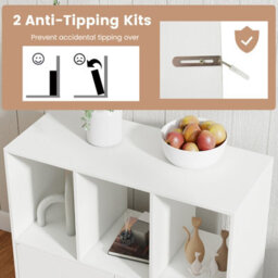 Gainoom 3-Cube White Bookcase 3-Tier Bookshelf With Cabinet Modern Book Shelf For Small Space - thumbnail 9