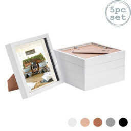 "Nicola Spring 8 X 8"" Photo Frames - White/ivory Mount - 3D Picture Frame Box Portrait Display Case (22.5 X 22.5Cm) Set Of 5" - thumbnail 1