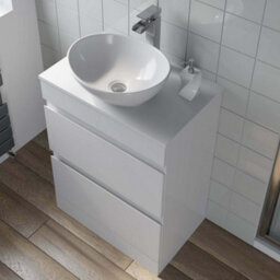 Affine 600mm Bathroom Vanity Unit Countertop Wash Basin Sink Oval Floor Standing White - thumbnail 5