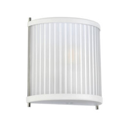 Elstead Corona Flush 1 Light Wall Light, White Polished Nickel, Frosted Glass - thumbnail 2