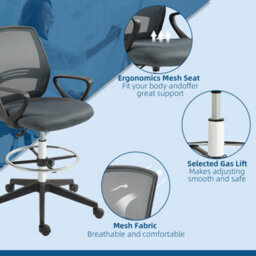 Vinsetto Draughtsman Chair Tall Office Chair With Adjustable Height Grey - thumbnail 8