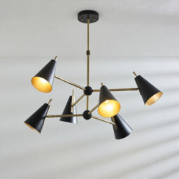 Luminosa Lighting Luminosa Alta Multi Arm Shade Pendant Ceiling Lamp, Matt Antique Brass Plate, Matt Black - thumbnail 2