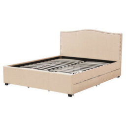 Beliani Bed With Storage Drawers Fabric Montpellier 160 X 200 Cm (Eu King Size) Beige - thumbnail 7