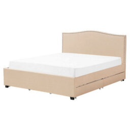 Beliani Bed With Storage Drawers Fabric Montpellier 160 X 200 Cm (Eu King Size) Beige - thumbnail 6